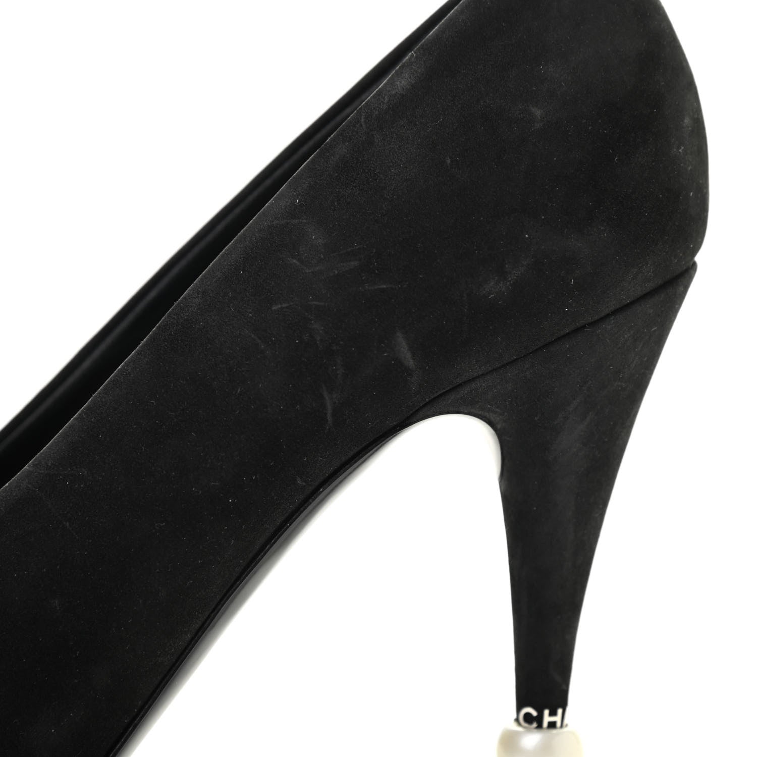 Chanel Patent Suede Calfskin Pearl Cap Toe Pumps 40 Black 12 of 18