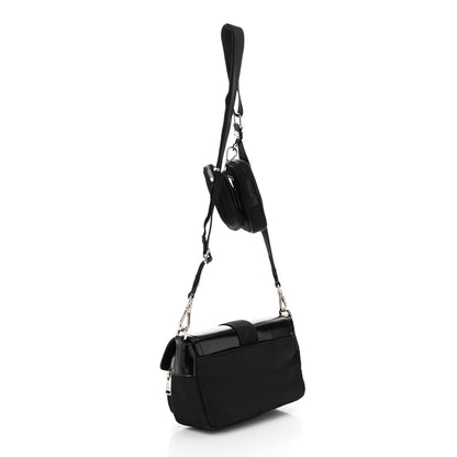 Prada Re-Nylon Spazzolato Double Pocket Buckle Shoulder Bag Black 3 of 10