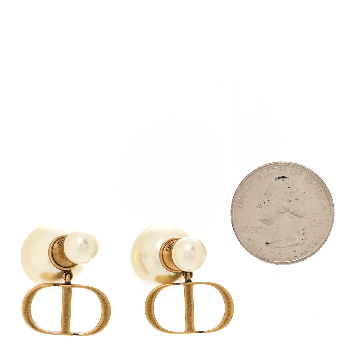 Christian Dior Metal Pearl Tribales Earrings Gold 2 of 4