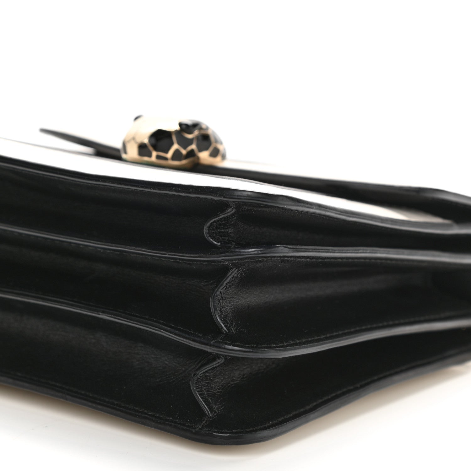 Bulgari Calfskin Serpenti Forever Top Handle White Black 9 of 14