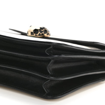 Bulgari Calfskin Serpenti Forever Top Handle White Black 9 of 14