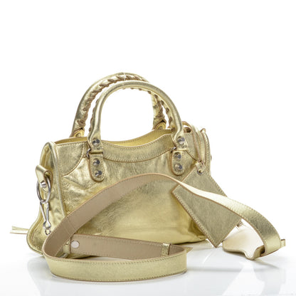 Balenciaga Laminated Agneau Classic Hardware Mini City Gold 3 of 7