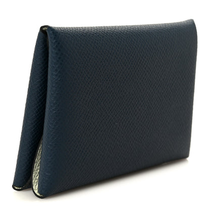 Hermes Epsom Verso Calvi Duo Card Case Bleu De Prusse Vert Fizz 3 of 9
