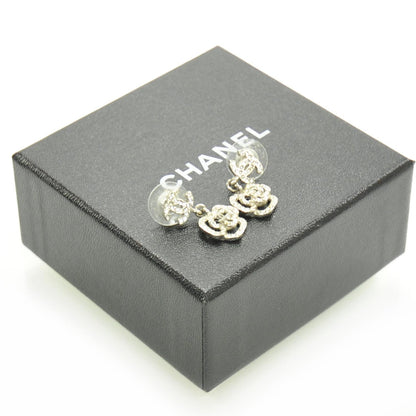 Chanel Crystal CC Camellia Drop Earrings Silver 4 of 5