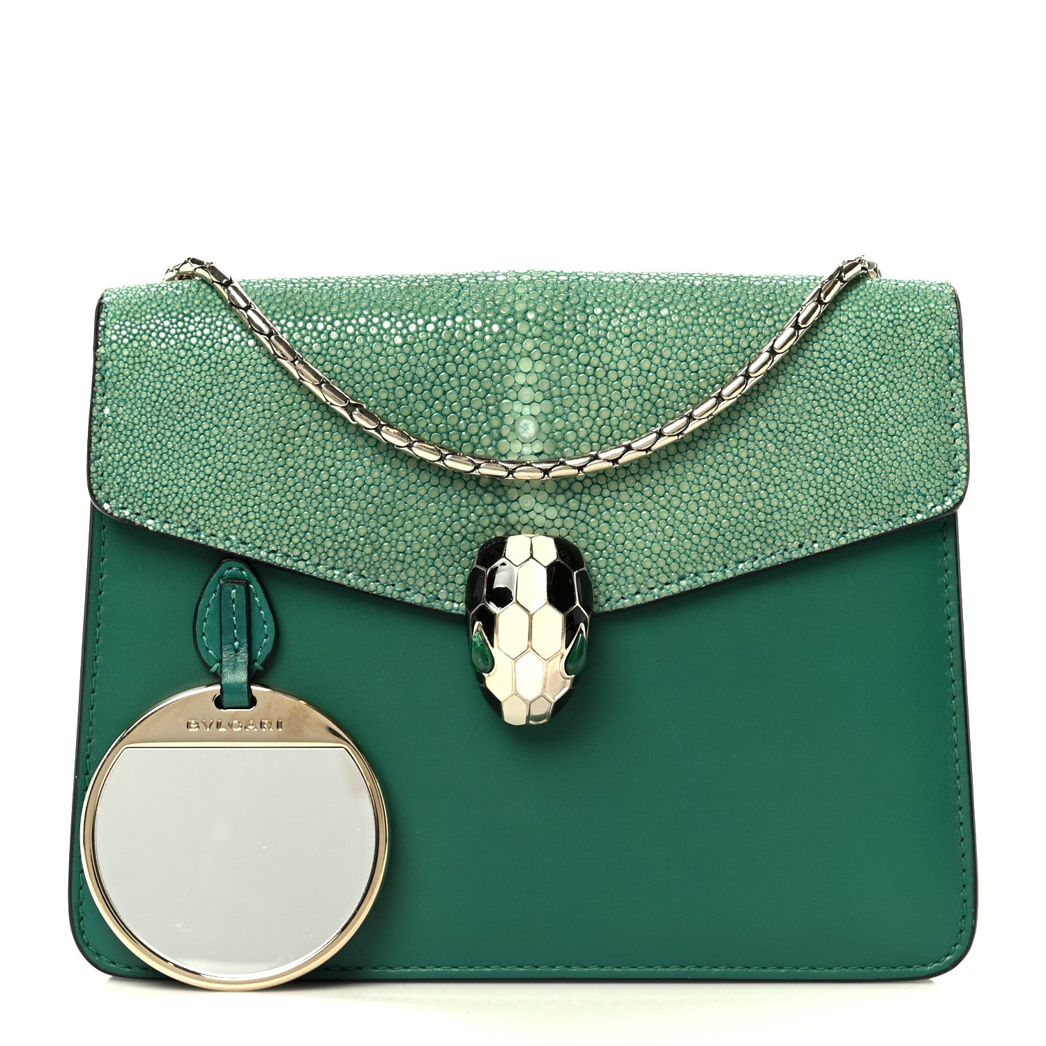 Bulgari Galuchat Calfskin Serpenti Forever Crossbody Bag Green 3 of 12