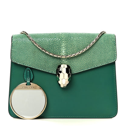 Bulgari Galuchat Calfskin Serpenti Forever Crossbody Bag Green 3 of 12