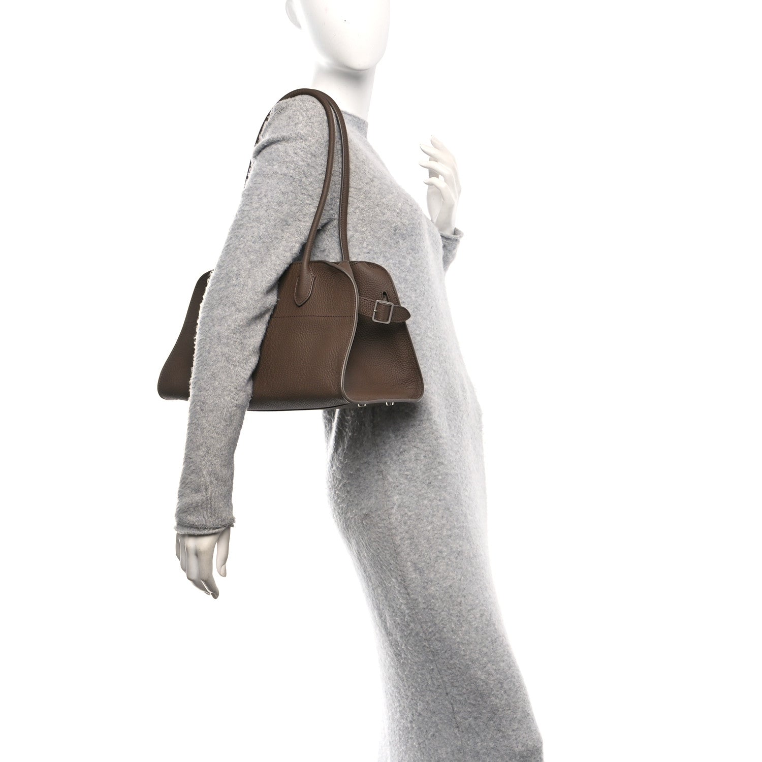 The Row Matte Grained Calfskin Margaux Shoulder 12 Dark Olive 2 of 9