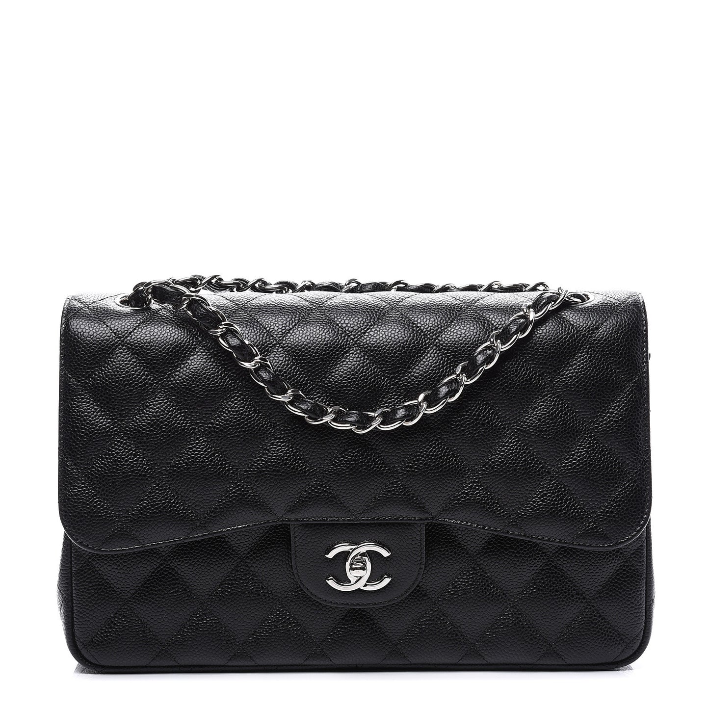 Caviar Quilted Jumbo Double Flap Black