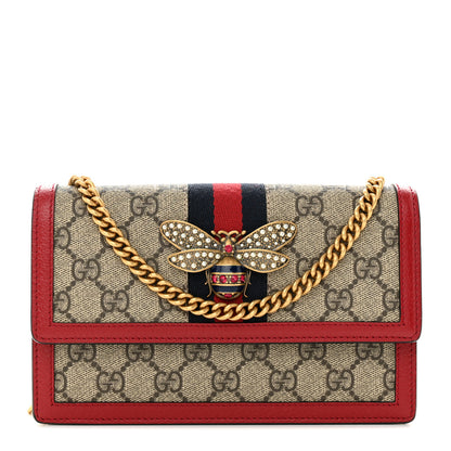 Gucci GG Supreme Monogram Web Queen Margaret Chain Wallet Red 1 of 11