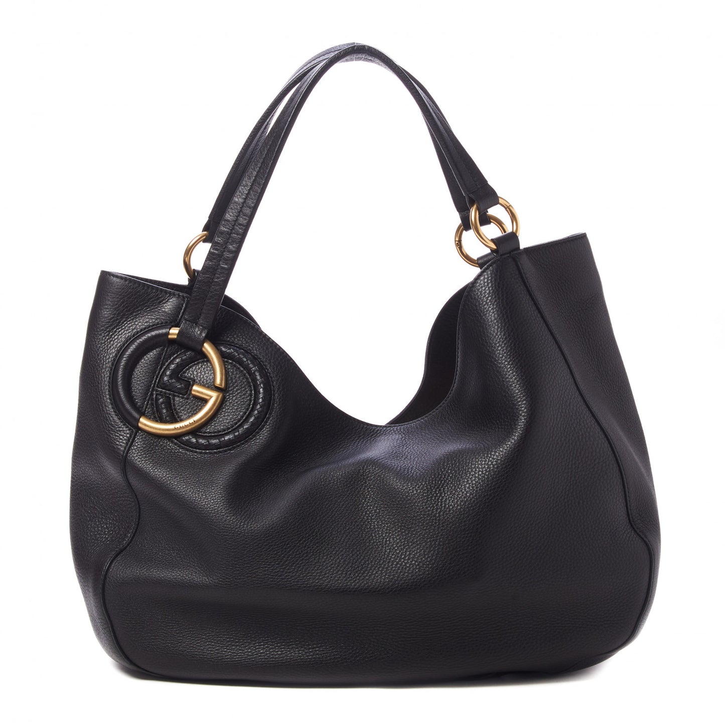 Pebbled Calfskin Medium Twill Shoulder Bag Black