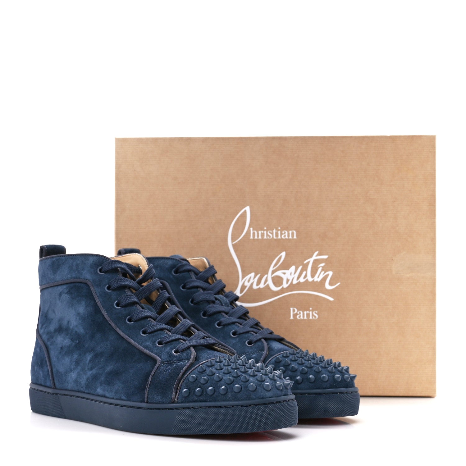 Christian Louboutin Veau Velours Louis Orlato High Top Sneakers 45 Blue 11 of 11