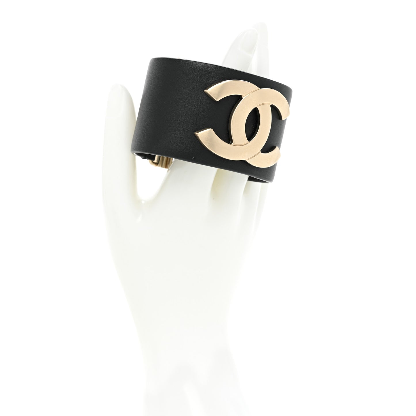 Calfskin CC Wide Cuff M Black Gold