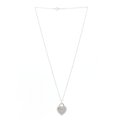 Tiffany 18K White Gold Diamond Return To Tiffany Heart Tag Pendant Necklace 3 of 7