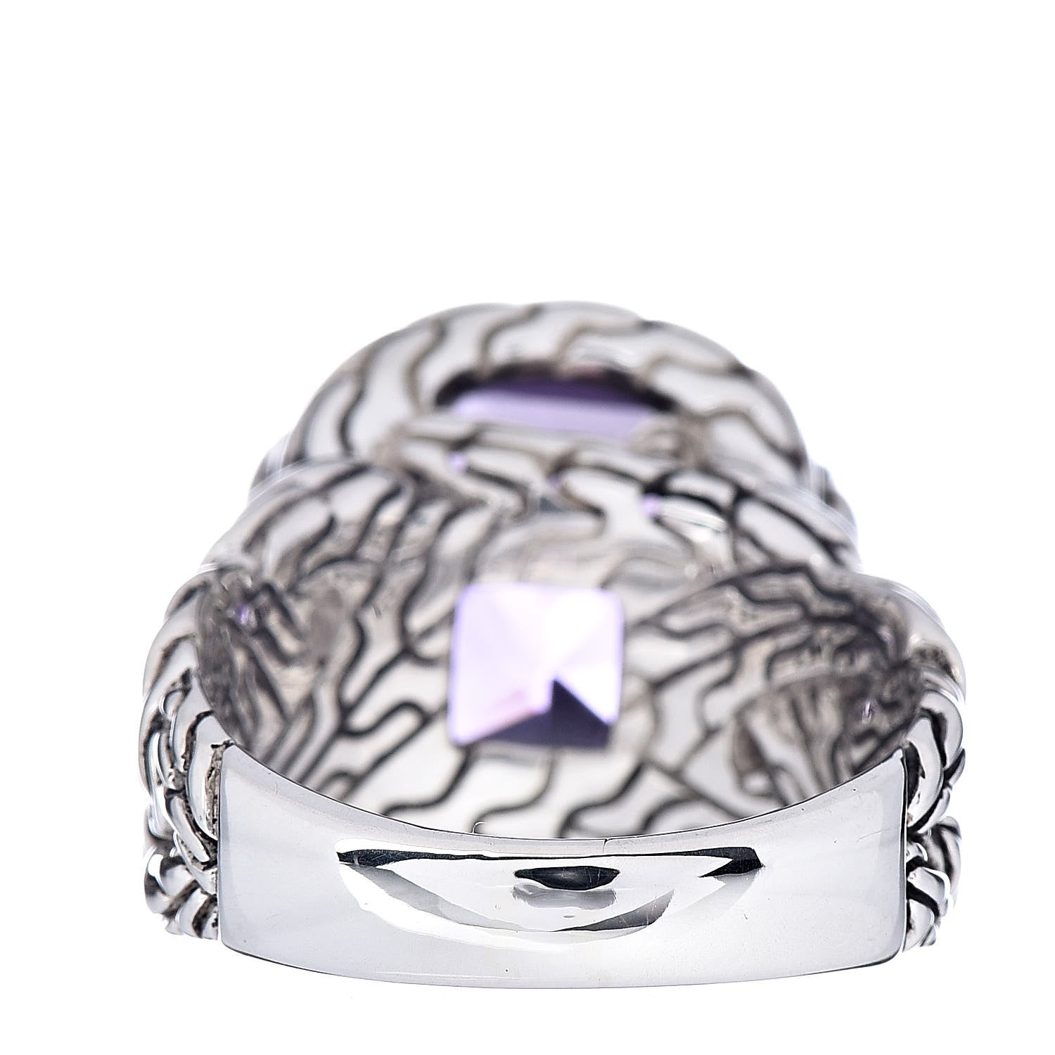 John Hardy Sterling Silver Amethyst Medium Batu Classic Chain Ring 4 of 5