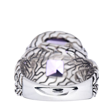 John Hardy Sterling Silver Amethyst Medium Batu Classic Chain Ring 4 of 5