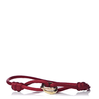 Cartier 18K Pink Yellow White Gold Trinity Cord Bracelet Red 1 of 8