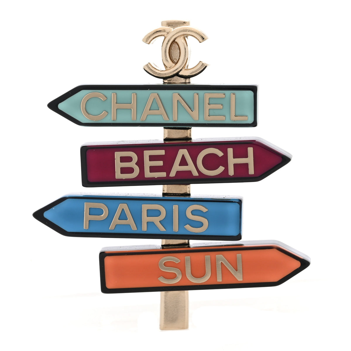 Resin Chanel By The Sea Sign Brooch Multicolor