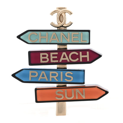 Chanel Resin Chanel By The Sea Sign Brooch Multicolor 1 of 3