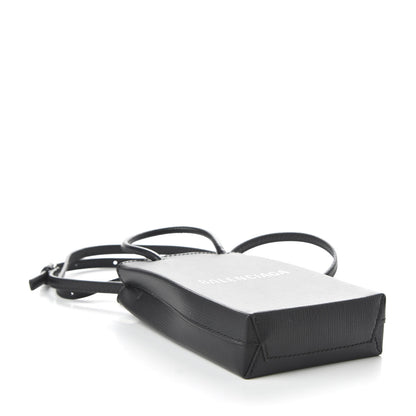 Balenciaga Squared Calfskin Logo Shopping Phone Holder Bag Black 4 of 9