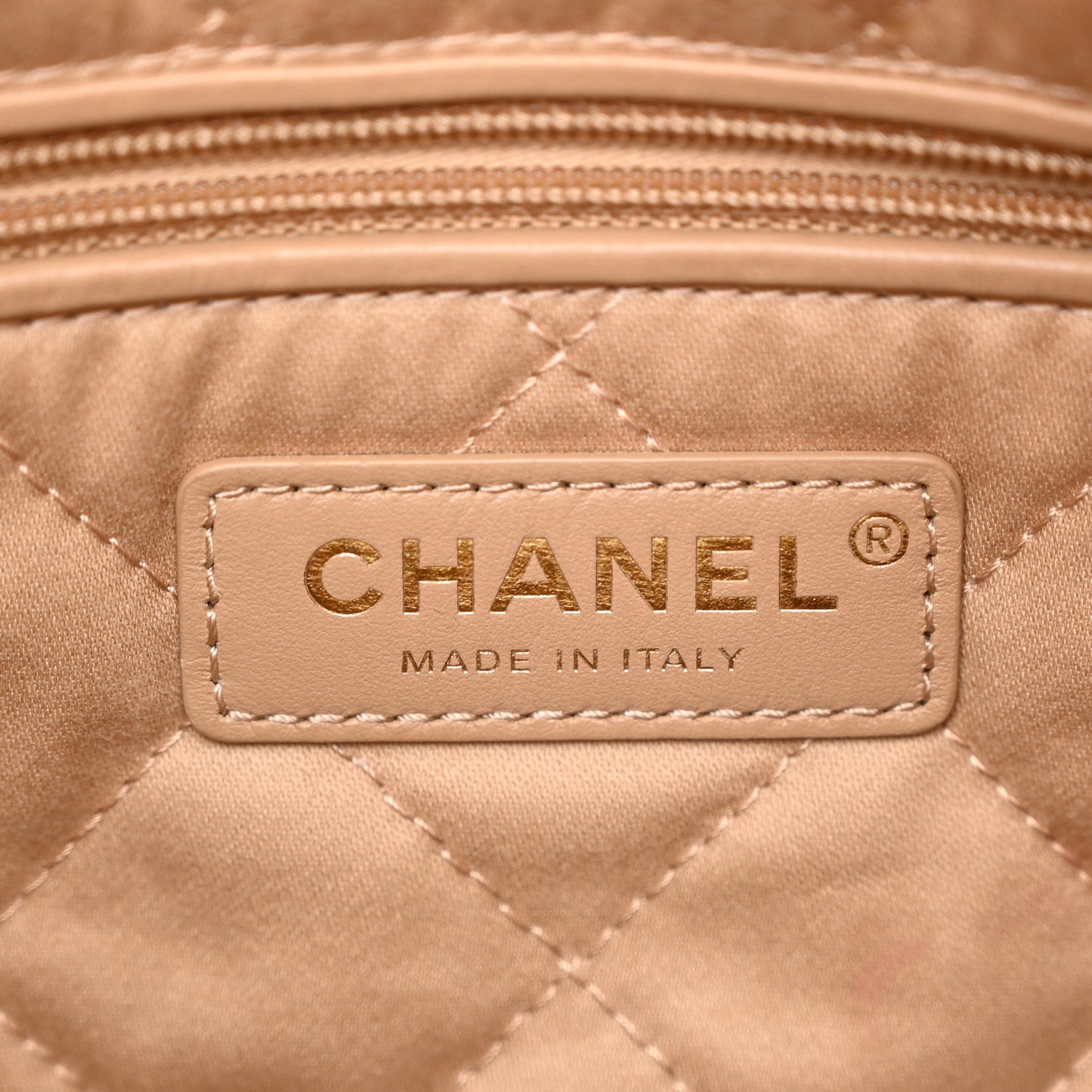 Shiny Calfskin Quilted Small Chanel 22 Beige