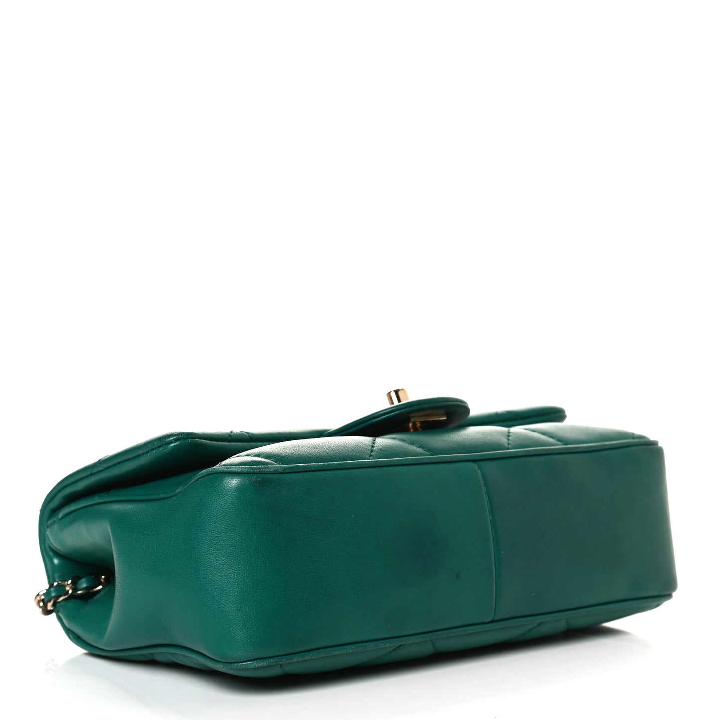 Lambskin Quilted Small Easy Carry Flap Green