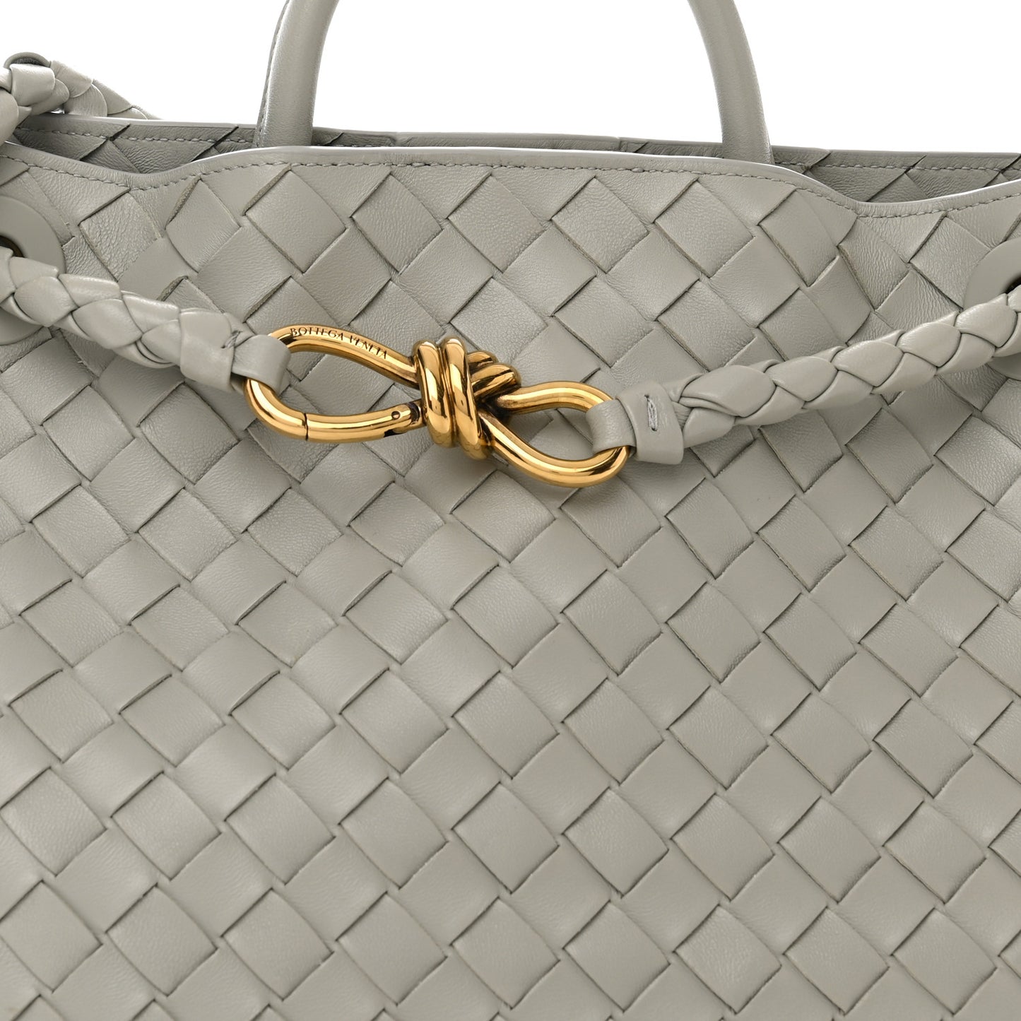 Nappa Intrecciato Medium Andiamo Shoulder Bag Agate Grey