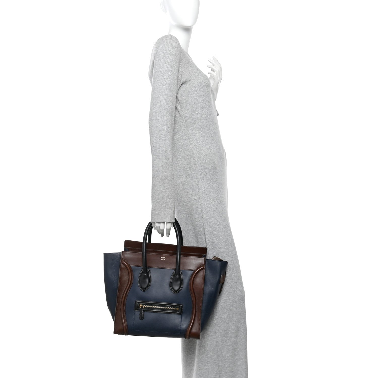 Celine Smooth Calfskin Mini Tri-Color Luggage Navy 2 of 9