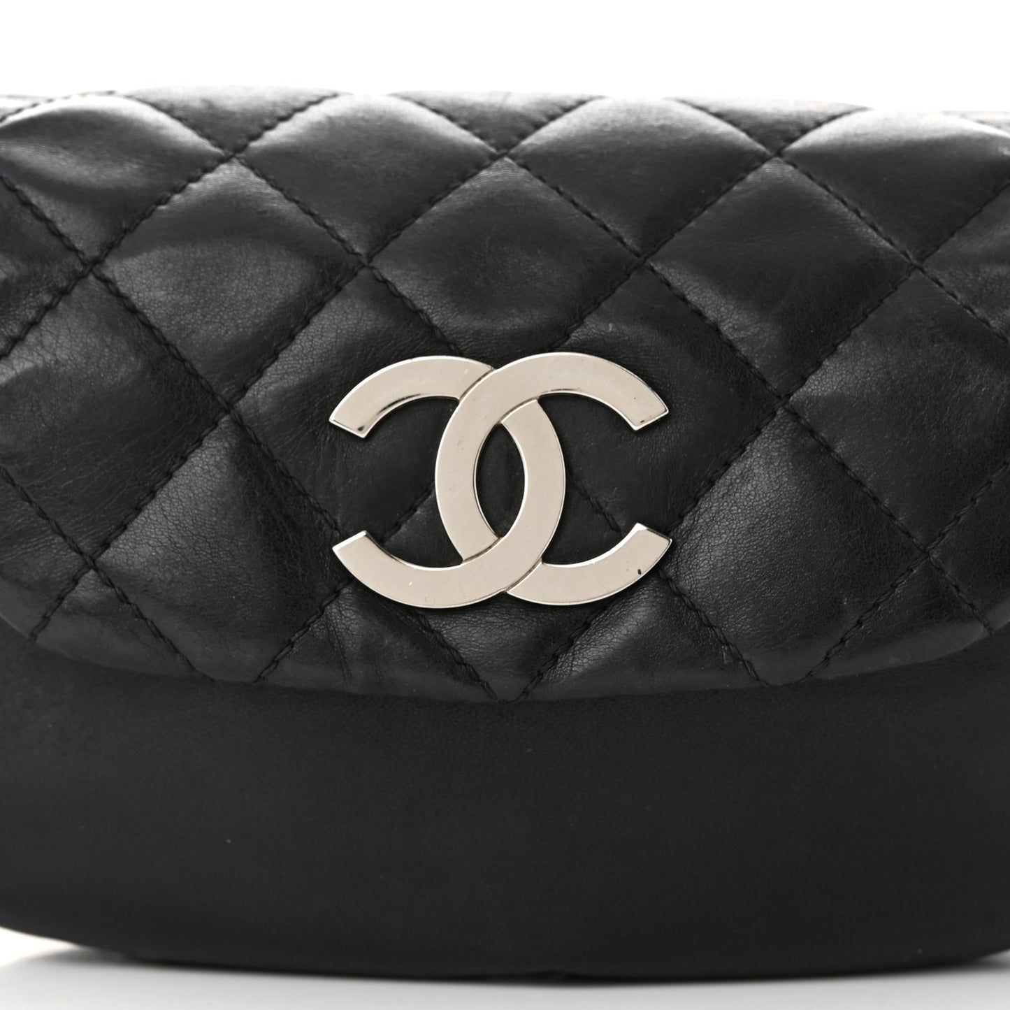 Lambskin Quilted CC Accordion Shoulder Bag Black