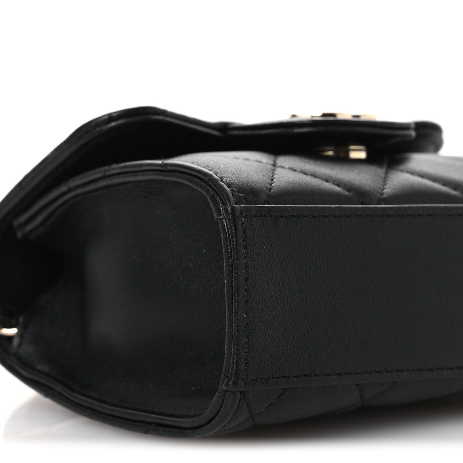 Chanel Lambskin Quilted Top Handle Flap Clutch With Chain Black 9 of 11