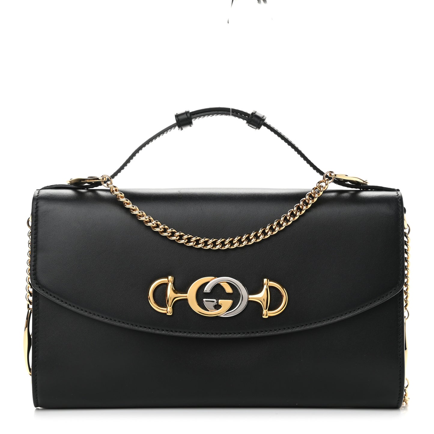 Smooth Calfskin Small Zumi Top Handle Shoulder Bag Black