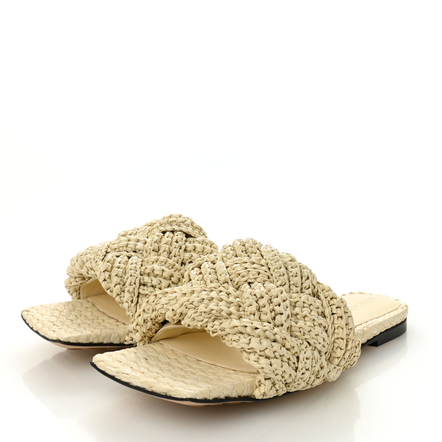 Raffia Intrecciato Lido Flat Sandals 36 Cane Sugar