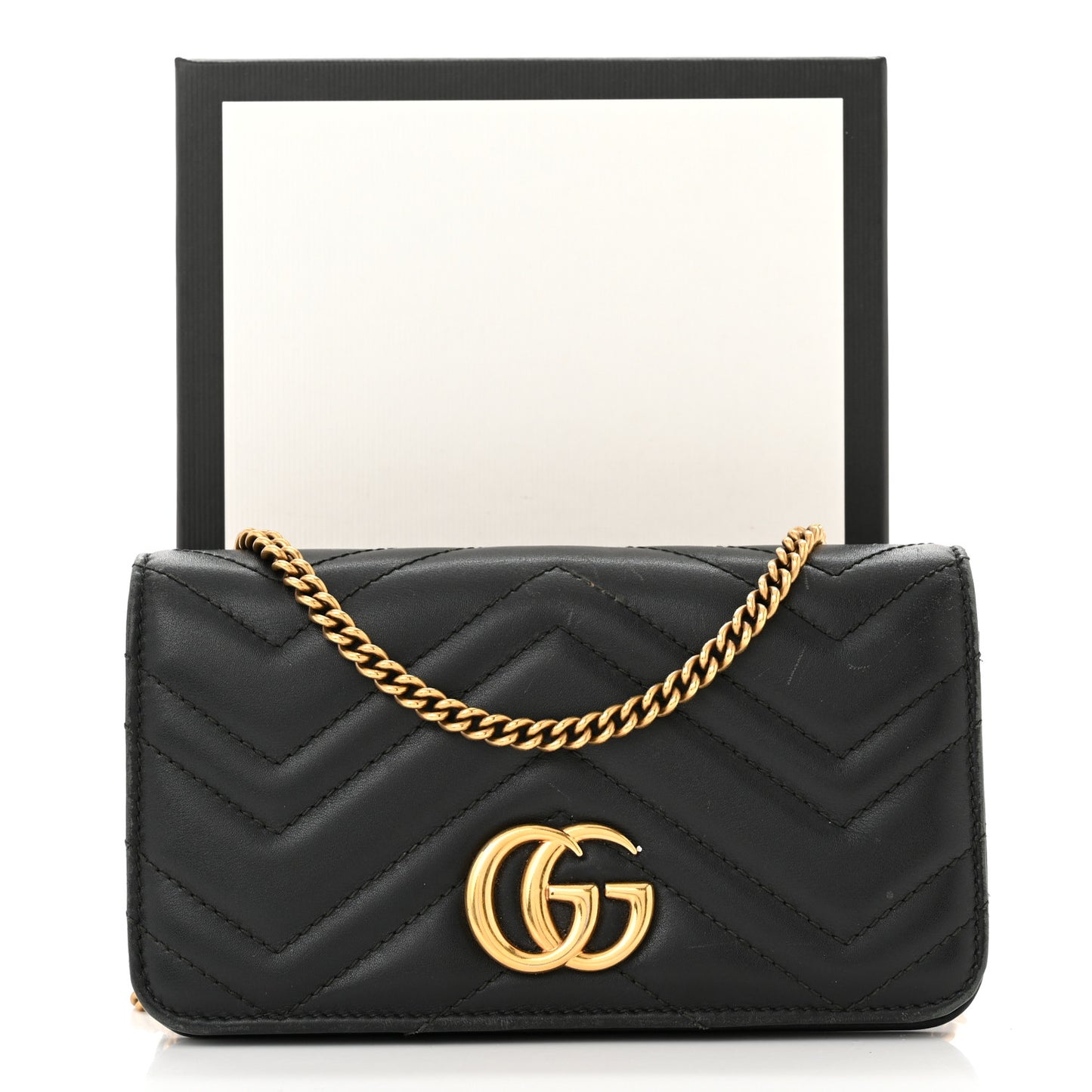 Calfskin Matelasse GG Marmont Mini Bag Black