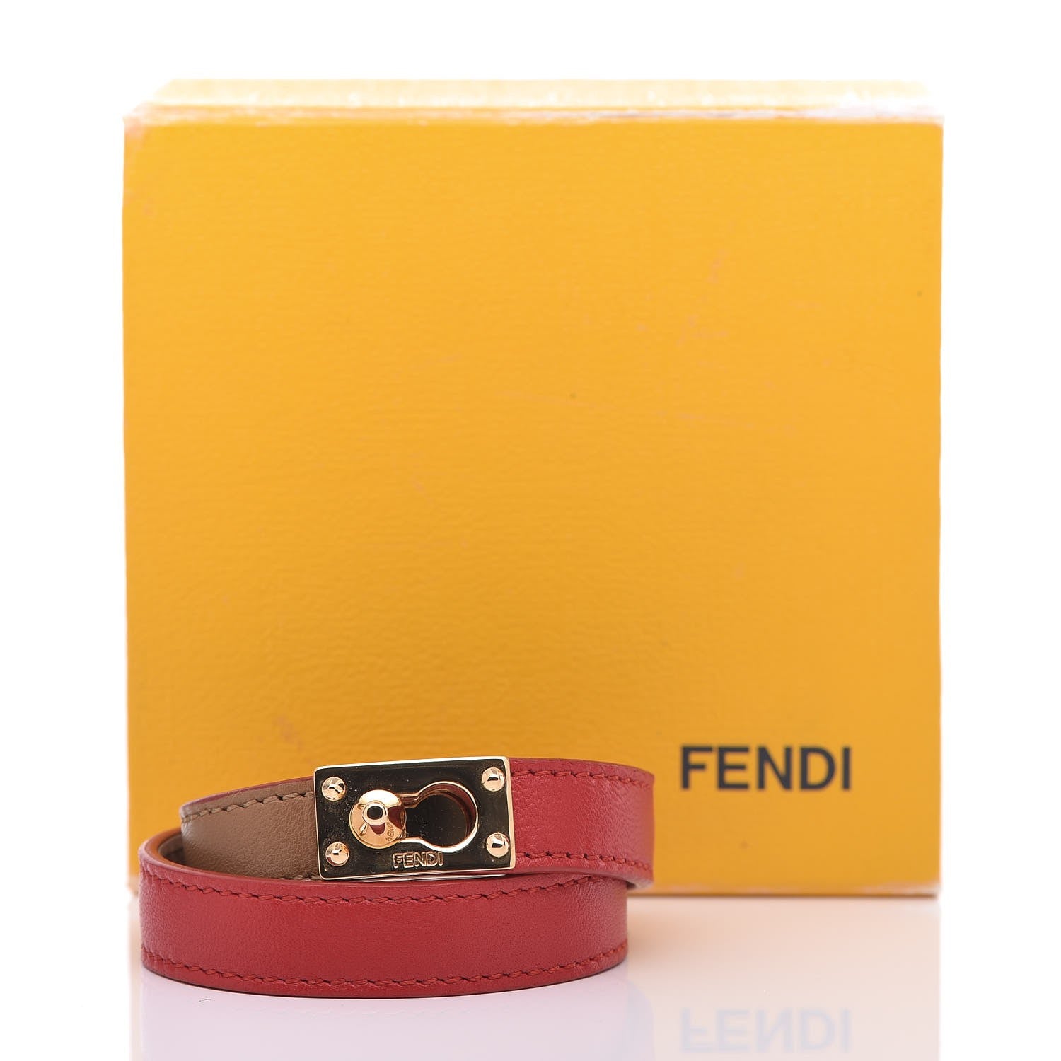 Fendi Nappa Double Strand Bracelet Red Camel 6 of 6