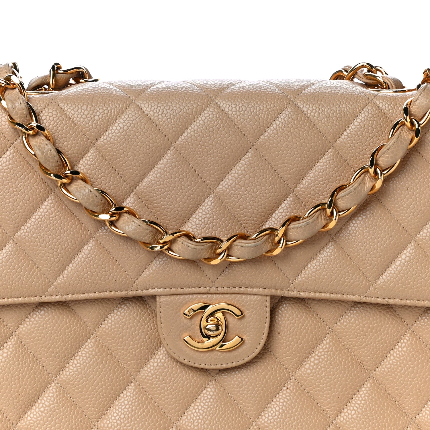 Chanel Caviar Quilted Jumbo Single Flap Beige 7 of 28