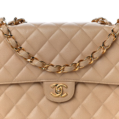 Chanel Caviar Quilted Jumbo Single Flap Beige 7 of 28