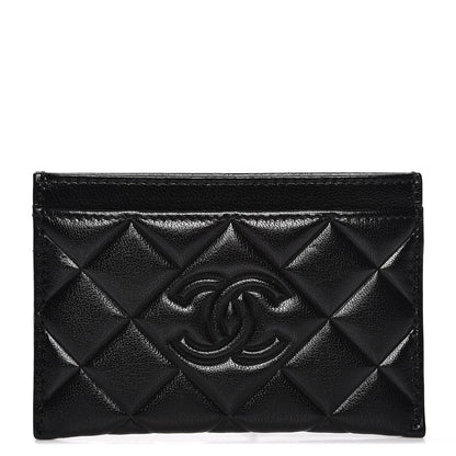 Chanel Goatskin Quilted Diamond CC Card Holder Black 1 of 8
