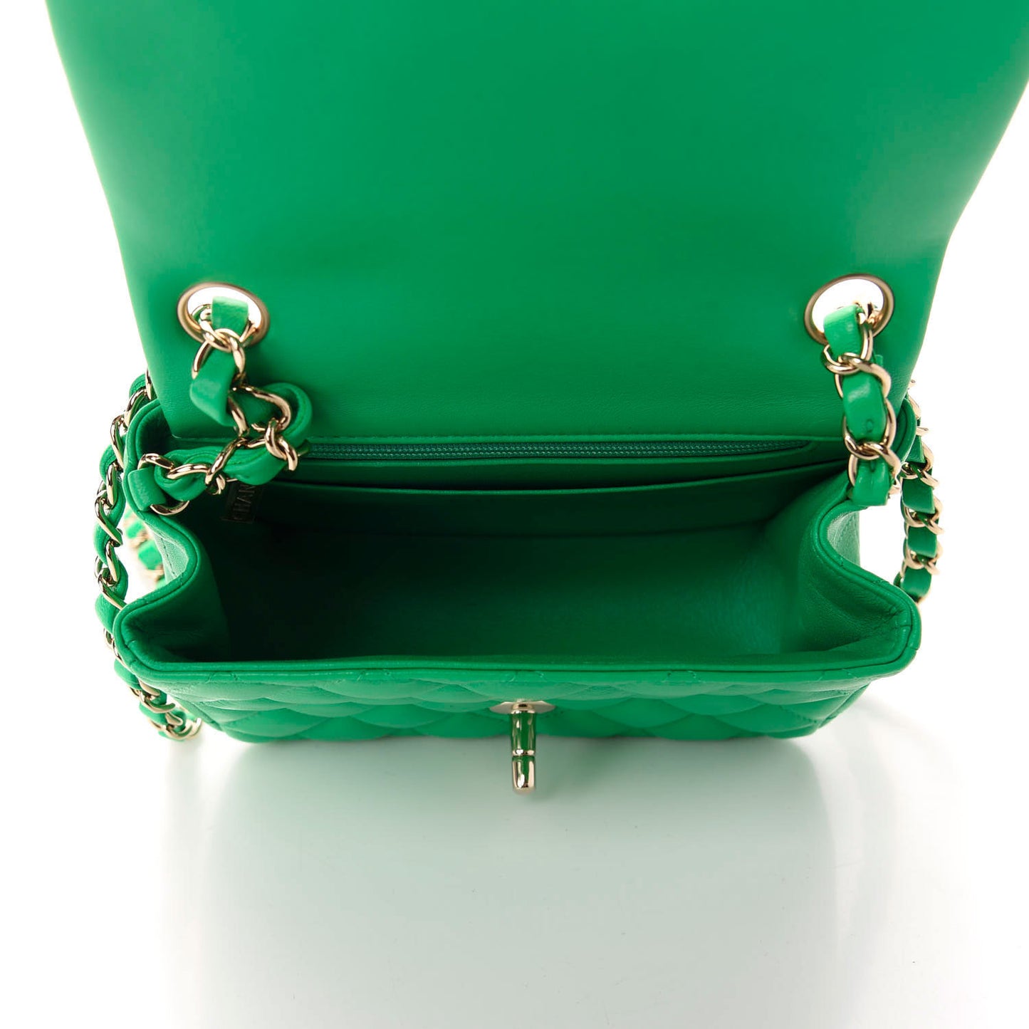 Lambskin Quilted Mini Square Flap Green