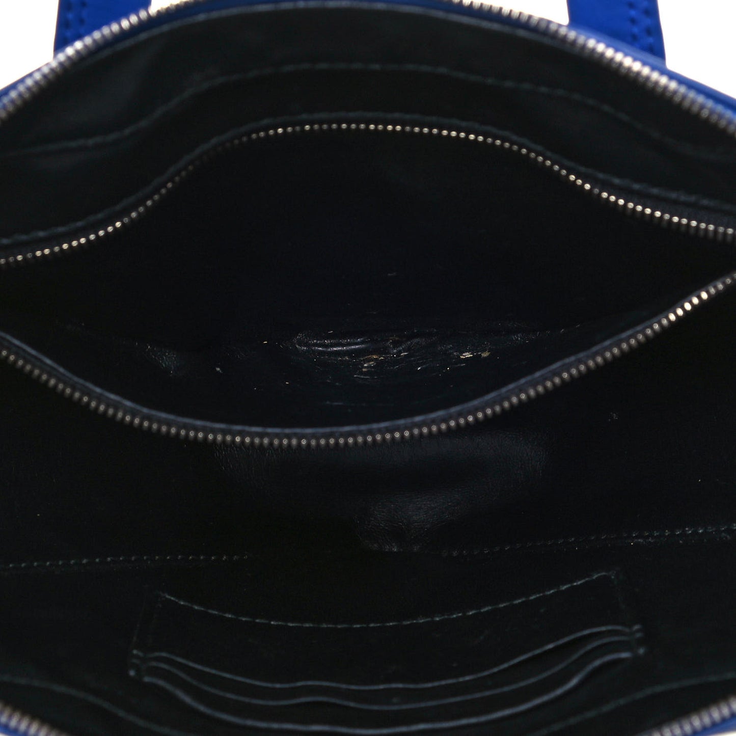 Shiny Day Calfskin Logo XS Triangle Chain Duffle Bleu Roi White