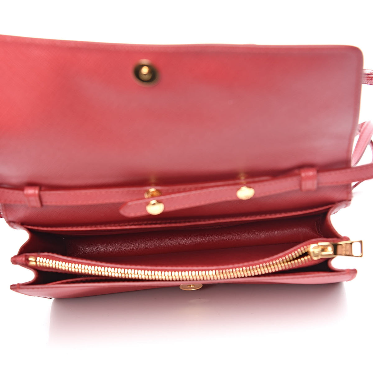 Prada Saffiano Fiocco Bow Flap Wallet Fuoco 5 of 10