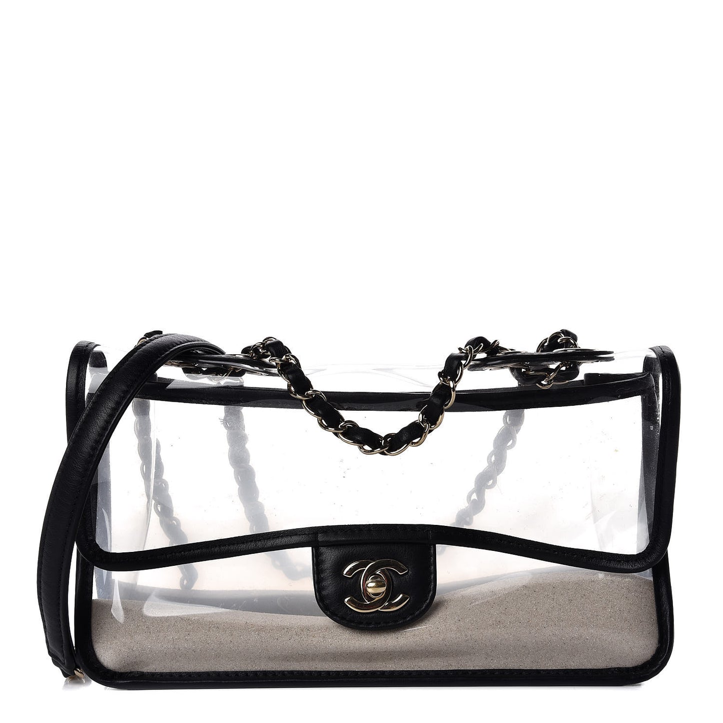 Lambskin PVC Medium Coco Sand Flap Black