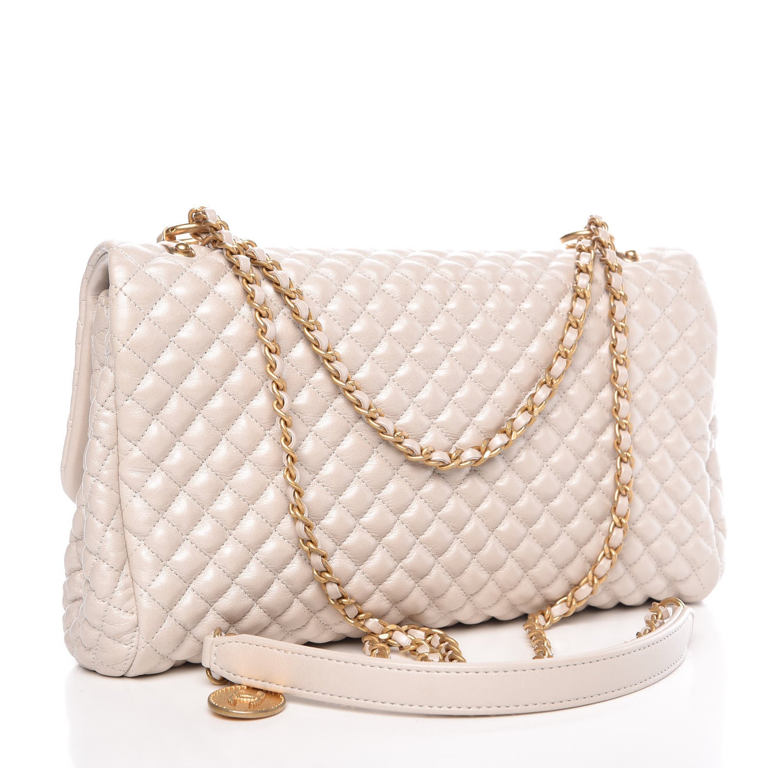 Chanel Metallic Calfskin Micro Quilted Medium Flap White 3 of 8