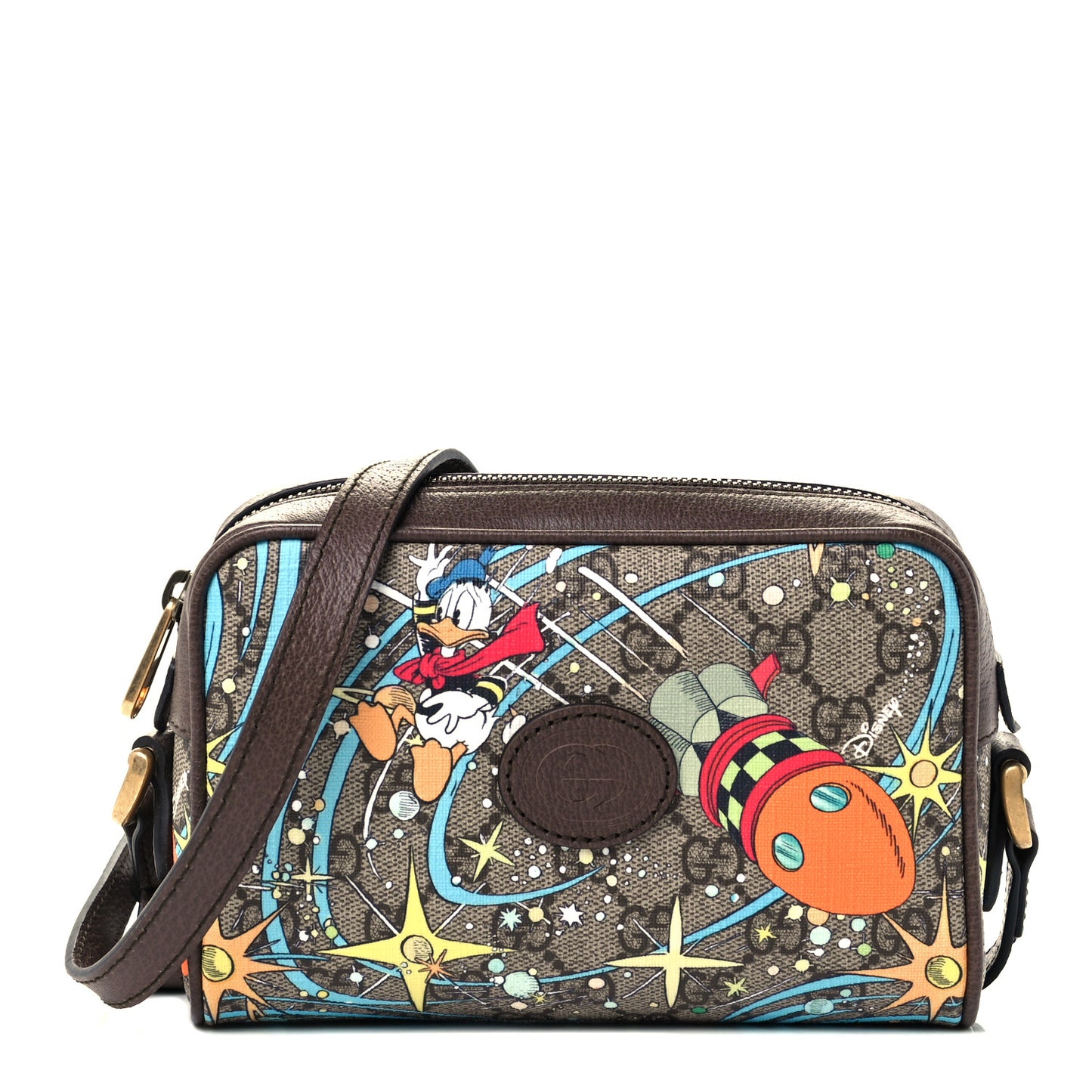 X DISNEY GG Supreme Monogram Donald Duck Interlocking G Shoulder Bag Beige Multicolor New Acero
