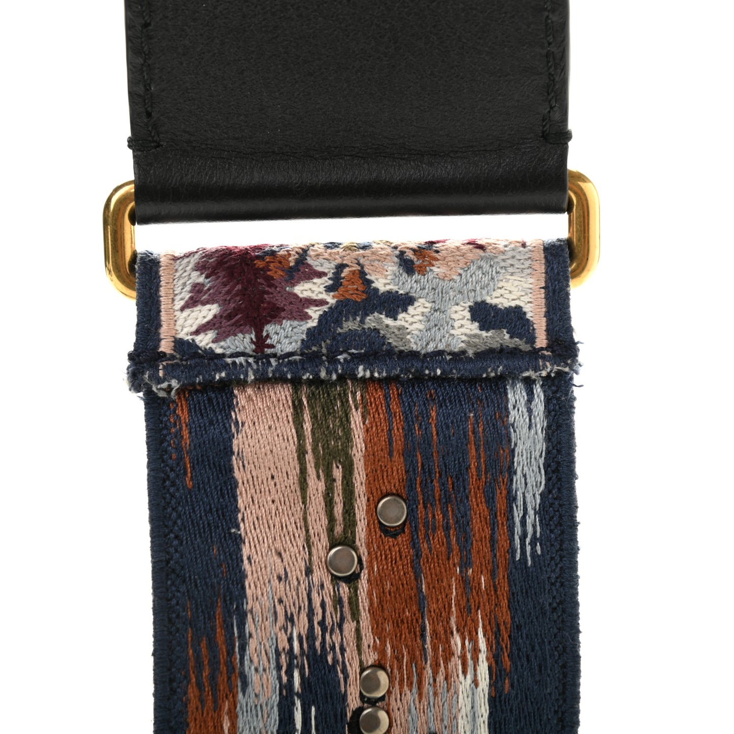 Canvas Embroidered Studded KaleiDiorscopic Shoulder Strap Multicolor