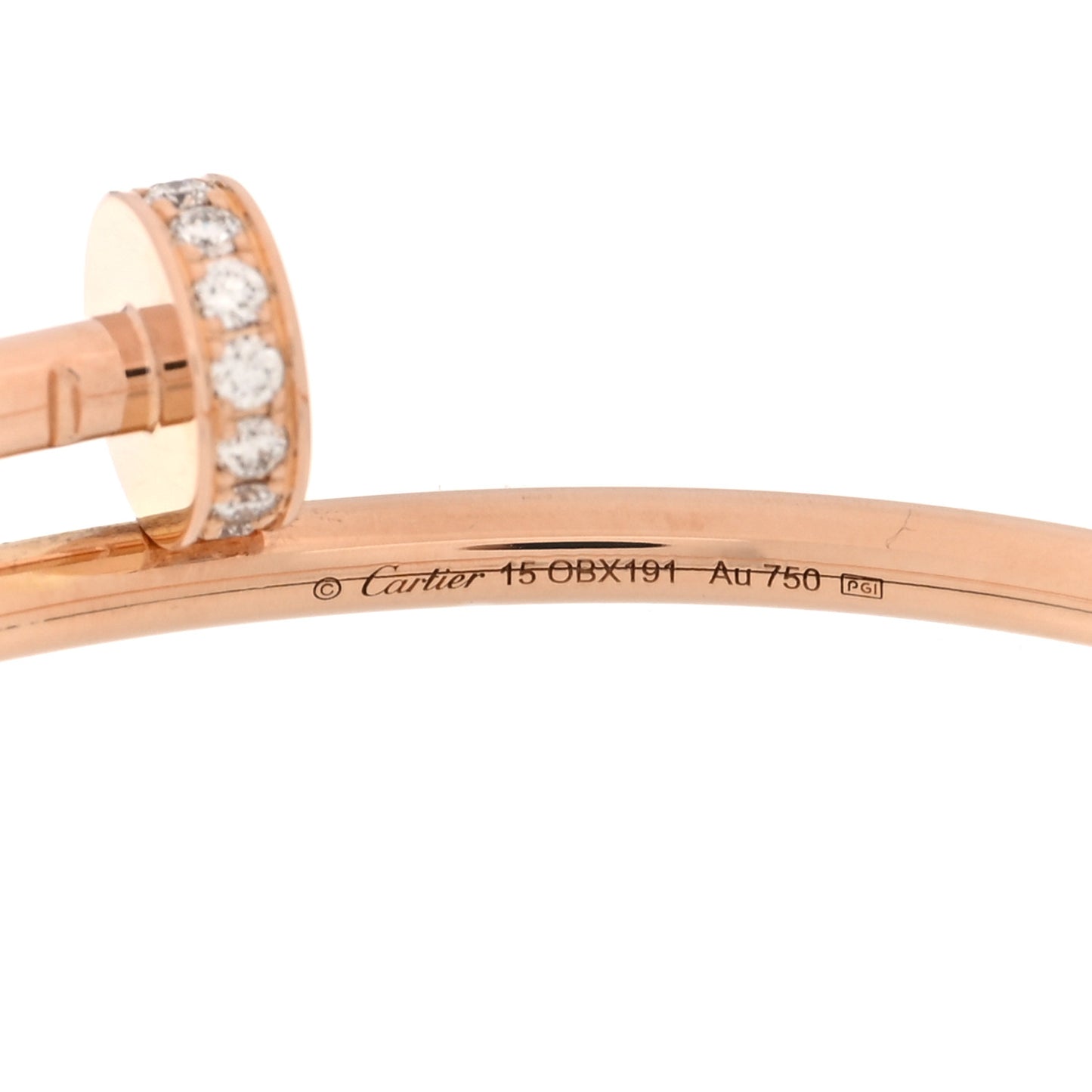 18K Pink Gold Diamond Small Juste Un Clou Bracelet 15