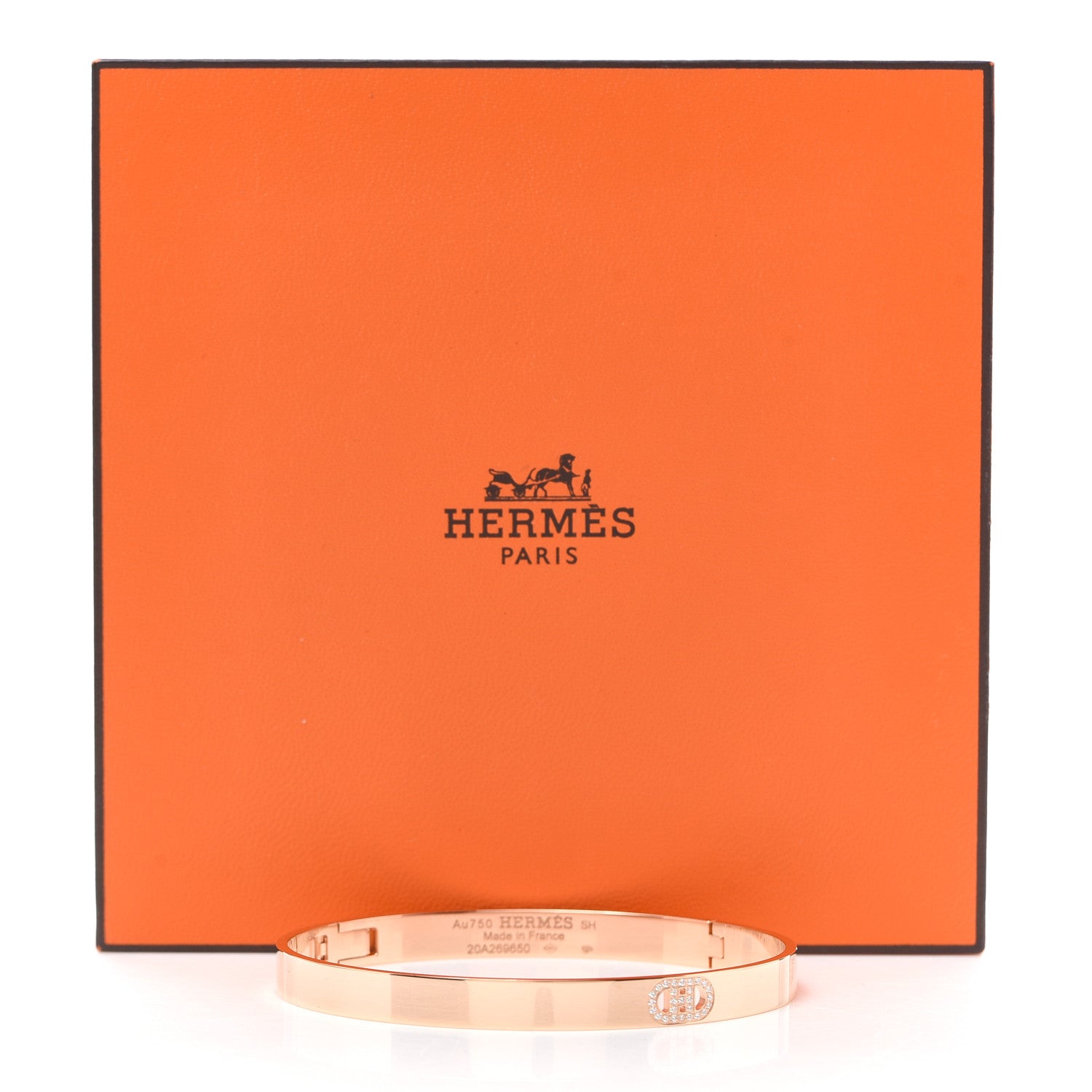Hermes 18K Rose Gold Diamond PM H D'Ancre Bracelet SH 6 of 6