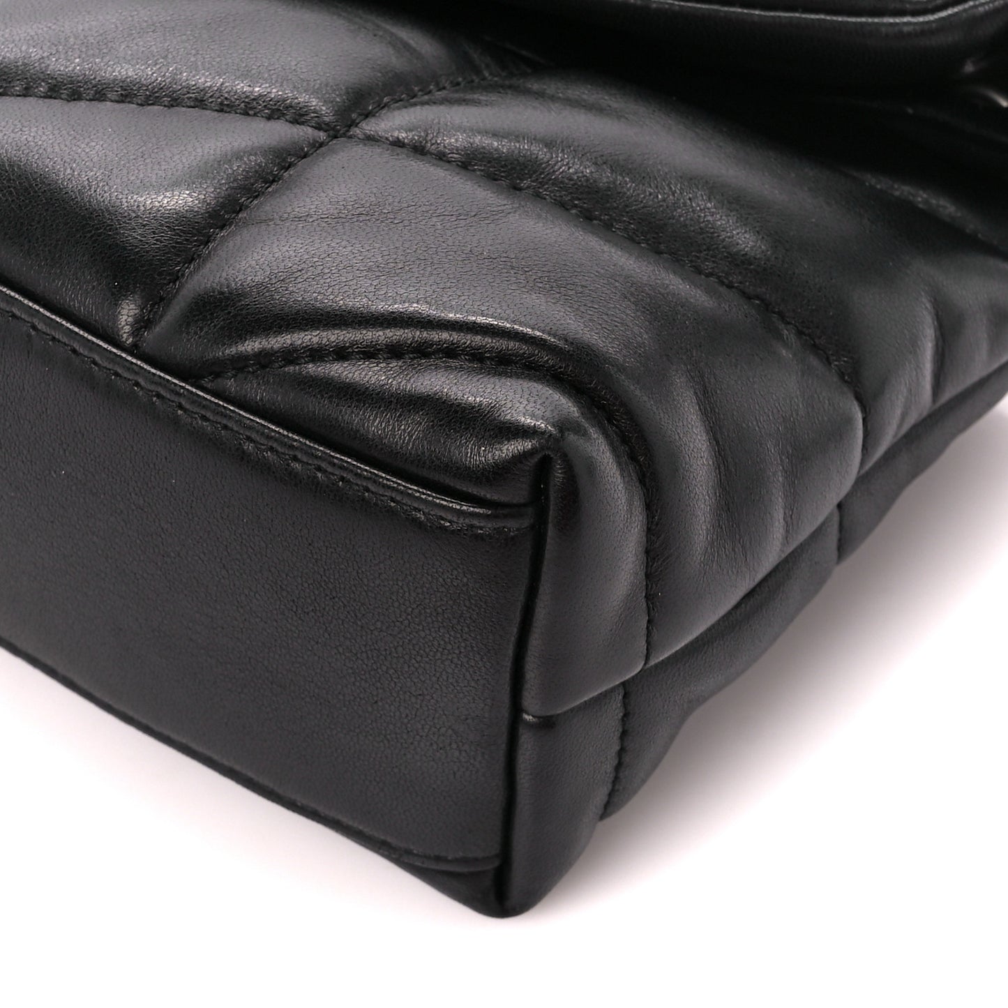 Lambskin Quilted Small Loulou Puffer Monogram Chain Satchel Black