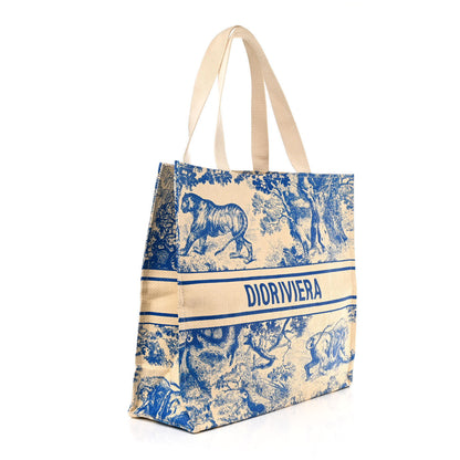 Christian Dior Straw Dioriviera Tote Blue 3 of 8