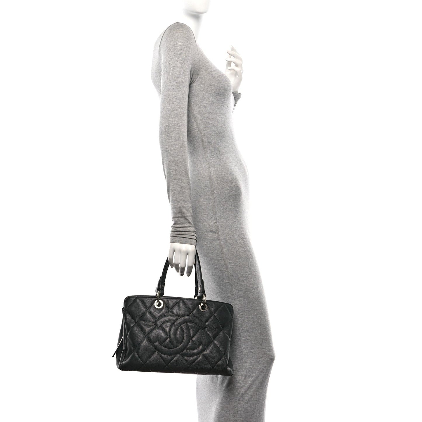 Soft Caviar Quilted CC Timeless Tote Black