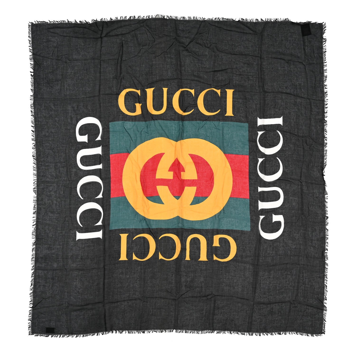 Gucci Modal Silk Logo Square Scarf Black 1 of 4