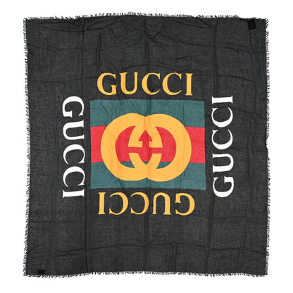 Gucci Modal Silk Logo Square Scarf Black 1 of 4
